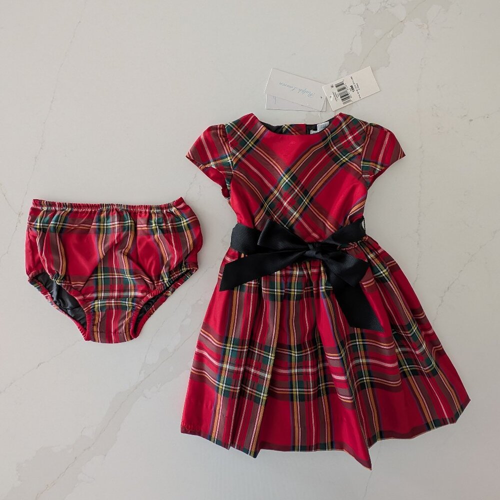 Ralph Lauren Baby Girls Tartan Red Dress 18M NWT